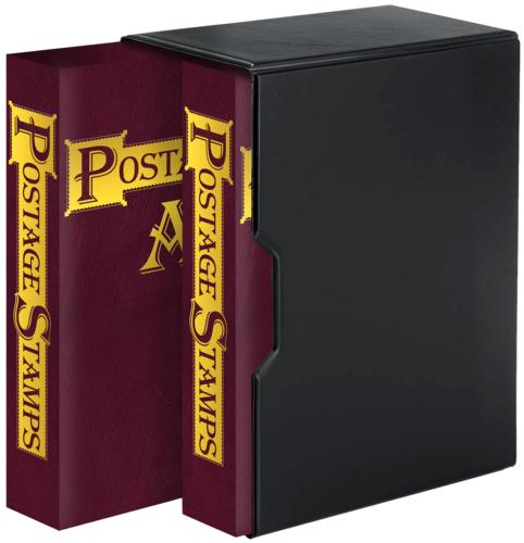 Postage Stamps Double Binder Album Set with Black Vinyl Slipcase